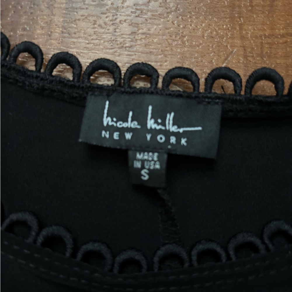 Nicole Miller Black Mini Dress with Lace Hem - Picture 2 of 2